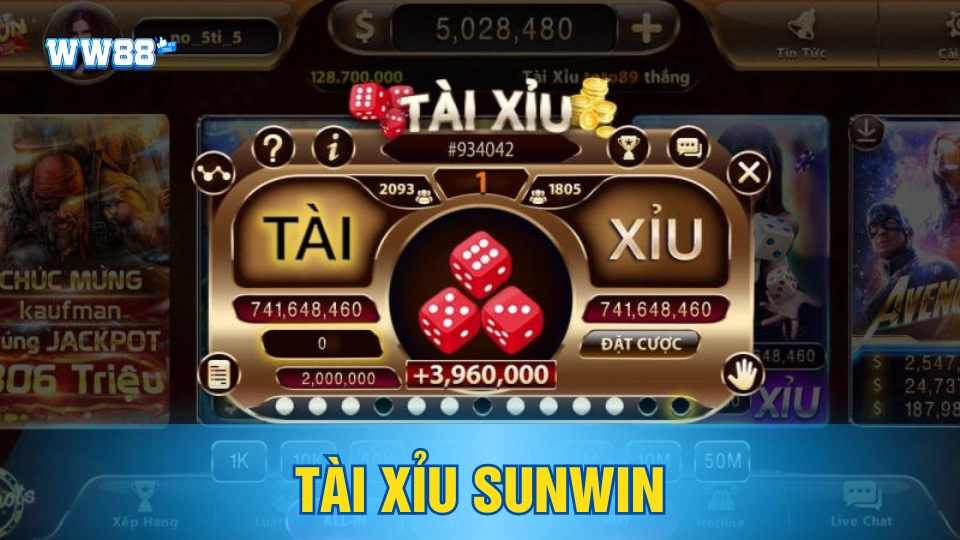 Tài xỉu là tựa game được đánh giá cao tại cổng game Sunwin